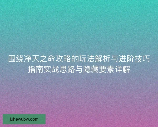 围绕净天之命攻略的玩法解析与进阶技巧指南实战思路与隐藏要素详解