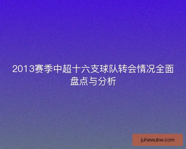 2013赛季中超十六支球队转会情况全面盘点与分析 2013赛季中超十六支球队转会情况全面盘点与分析